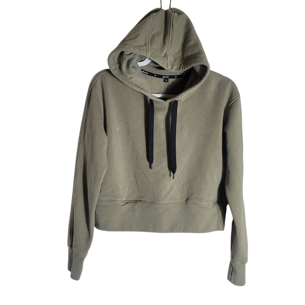Public Rec Luxe‎ Fleece Cropped Hoodie Women's Small Green Athleisure Comfort